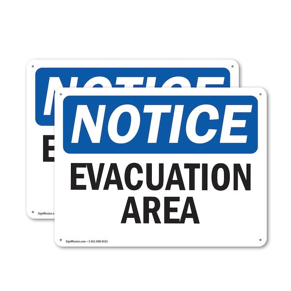 Signmission Evacuation Area, 14 in W x Rectangle, Plastic OS-2PACK-NS-P-1014-L-12182 - main